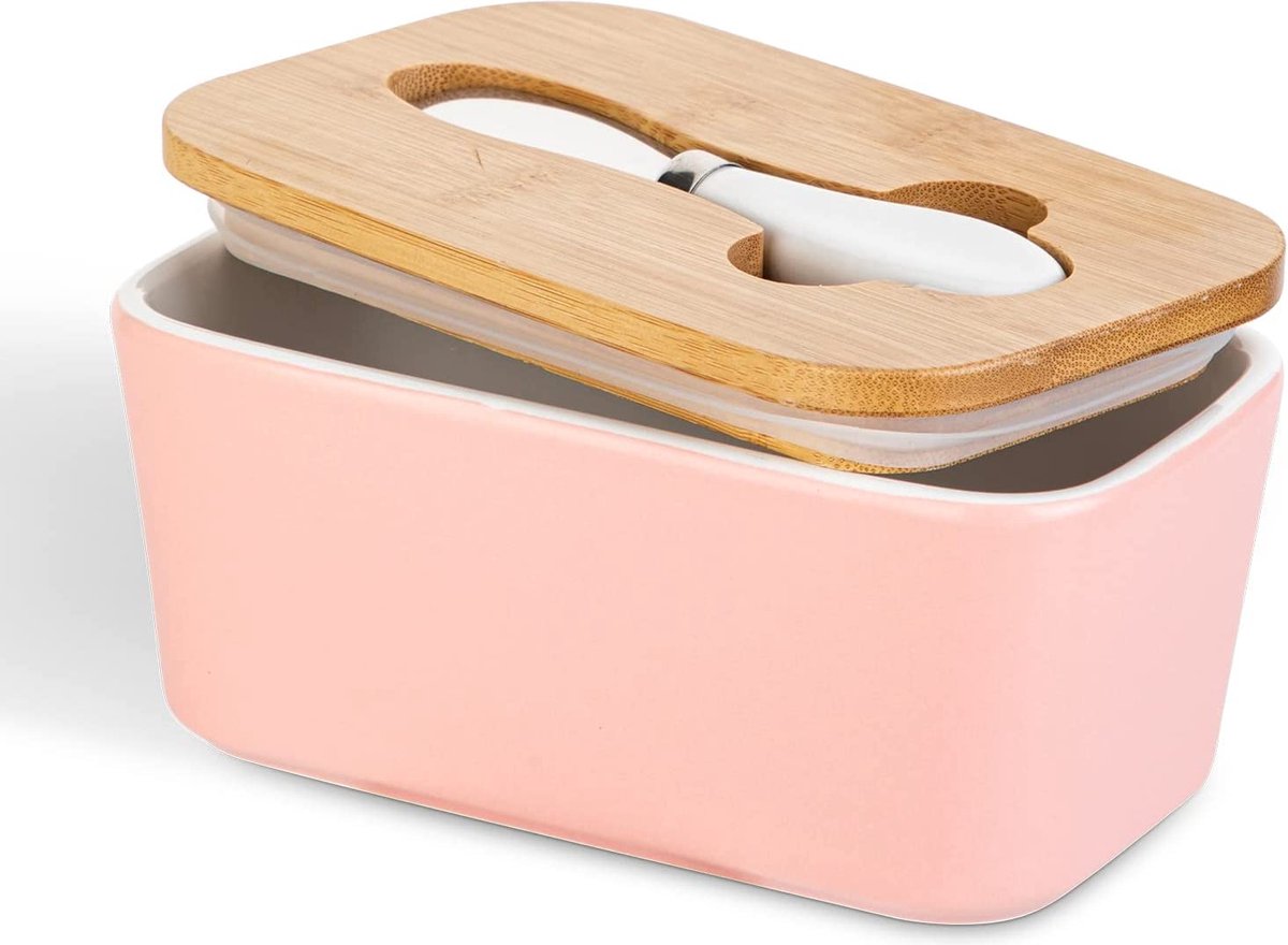 Eva-Trio Botervloot met deksel Nova | Bewaar je boter elegant en hygiënisch in een porseleinen blik met houten deksel | Legio servies