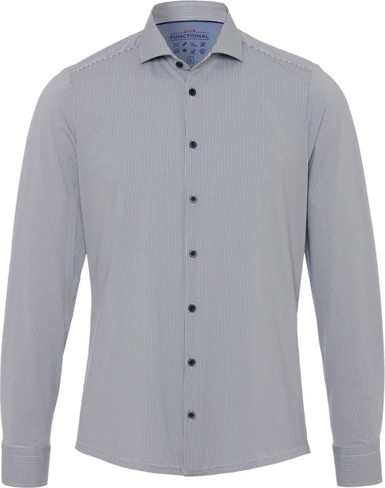 Pure - The Functional Shirt Patroon Donkerblauw - Heren - Maat 42 - Slim-fit