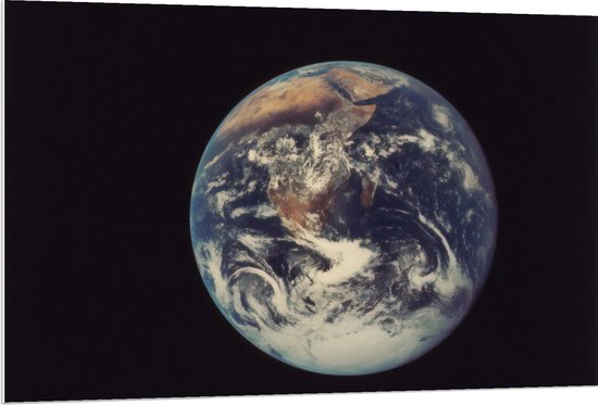 PVC Schuimplaat - Vooraanzicht van de Aarde - 120x80 cm Foto op PVC Schuimplaat (Met Ophangsysteem)