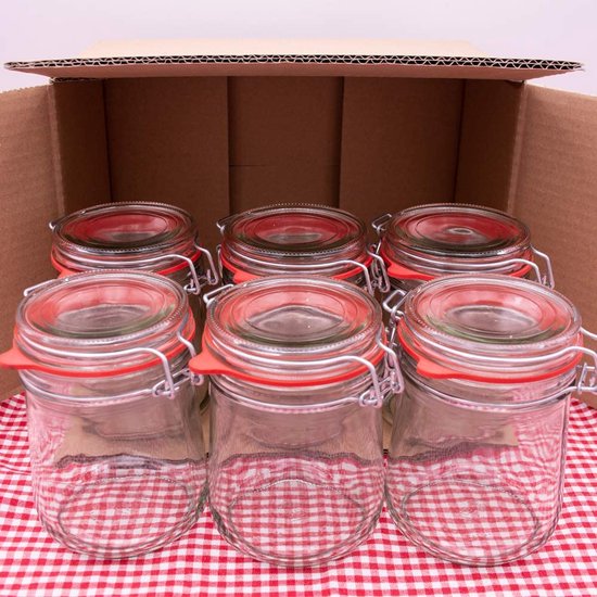 BAUER Bottle bauer - 12-delige set draadbeugel-voorraadpotten 634 ml, geschikt als inmaak- en