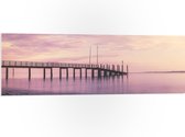 PVC Schuimplaat - Stijger op Zee met Roze Gloed - 120x40 cm Foto op PVC Schuimplaat (Met Ophangsysteem)