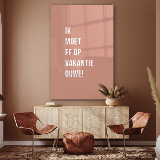 MuchoWow® Peinture sur verre - Citations - Je dois partir en vacances mon vieux ! - Rose - 120x180 cm - Peintures sur Verre Acrylique - Photo sur Glas