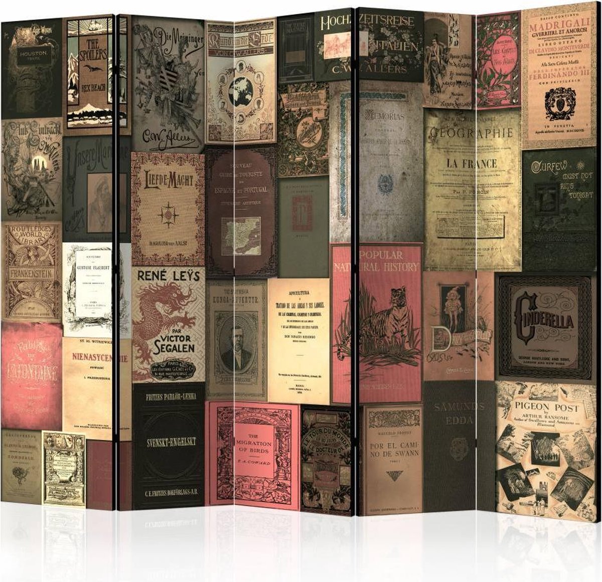 Vouwscherm - Bibliotheek 225x172cm , gemonteerd geleverd, dubbelzijdig geprint (kamerscherm)