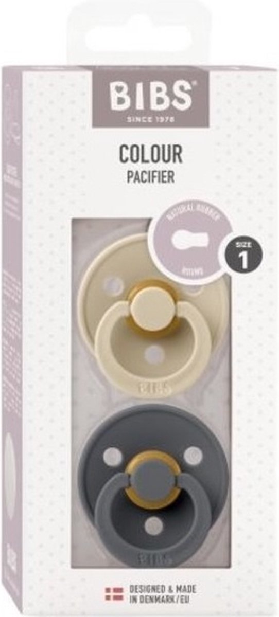 BiBS - Colour Pacifier - Maat 2 - Fopspeen - 2 stuks - Vanilla / Iron van BIBS — afbeelding 4