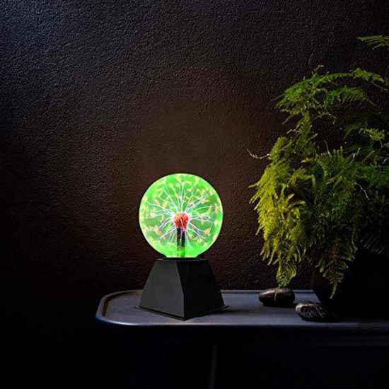 Theefun Boule de plasma verte : 15,2 cm Boule plasma sensible au toucher et  au son Lampe boule électrique pour enfants, fêtes, maison, accessoires