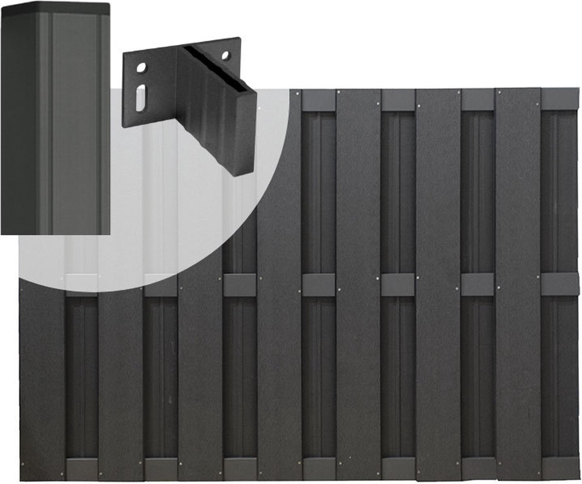 Tuinhek set composiet Bari antraciet met antraciet aluminium frame (5,68 mtr)