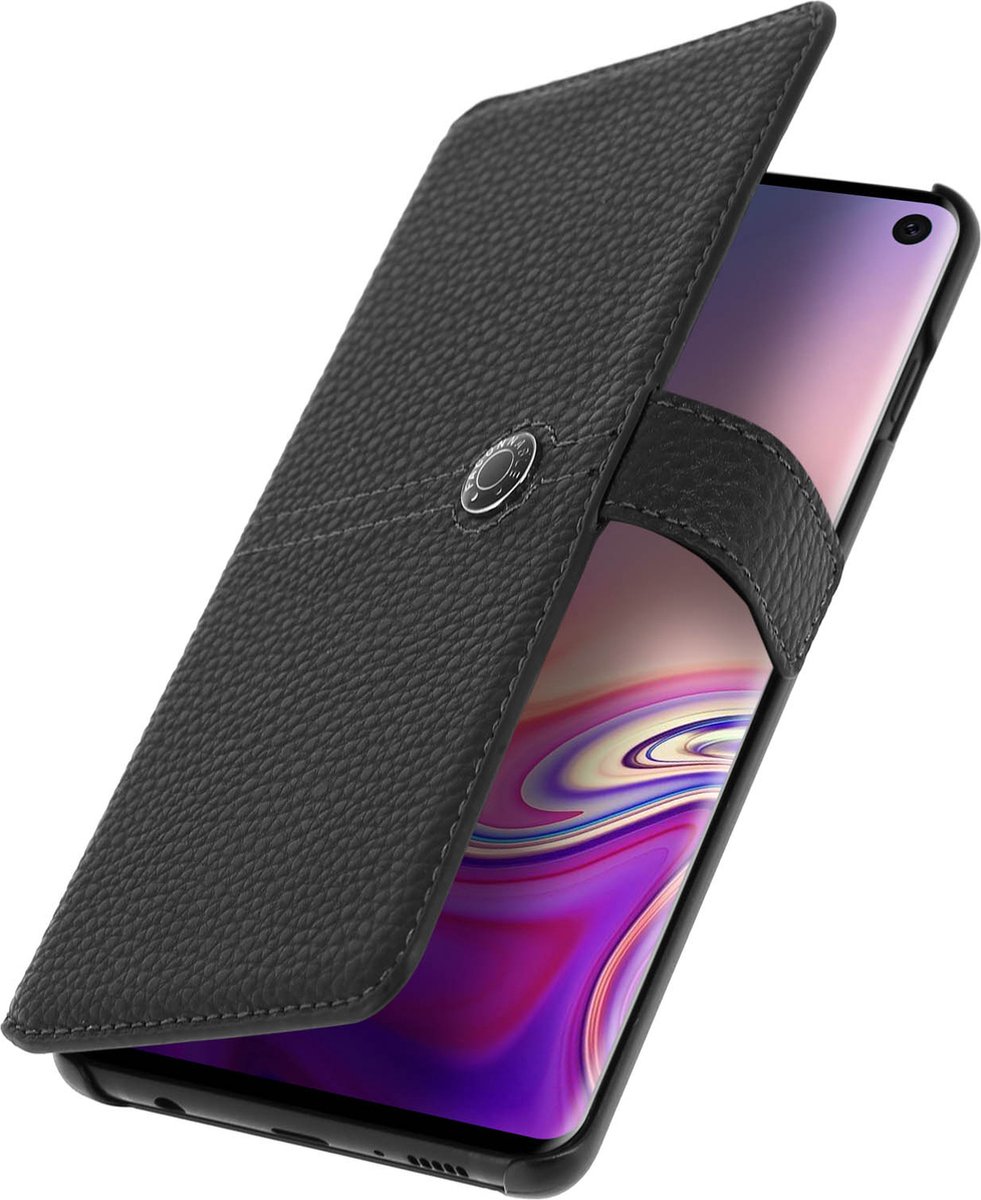 Façonnable, Hoesje Geschikt voor Samsung Galaxy S10 G973 Folio Sellier met gelakte knop, Zwart