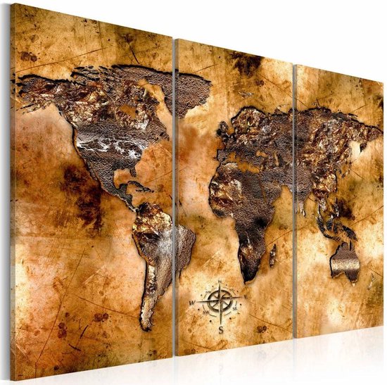Schilderij - Wereldkaart - Opaliserende , wanddecoratie , premium print... | bol.com