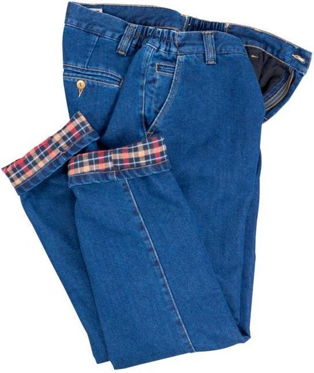 Thermo jeans herenbroek blauw met flanellen voering maat 58 | bol.com