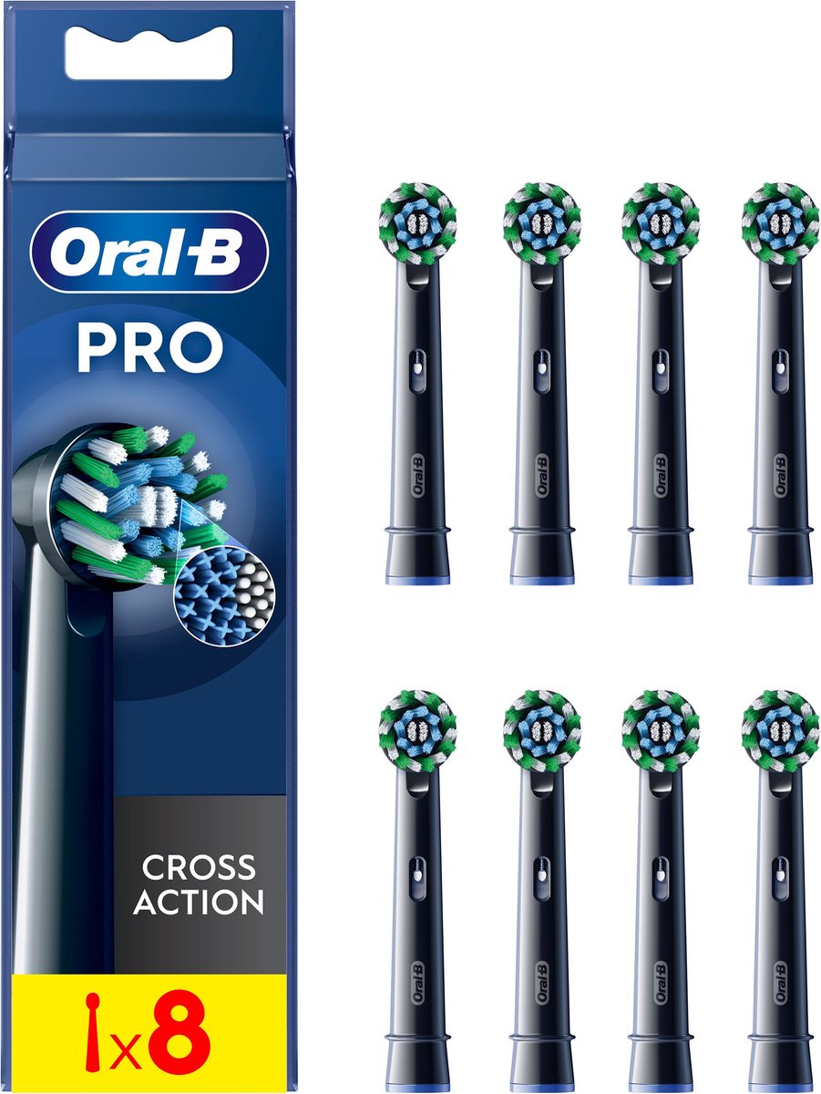 Oral-B Cross Action Pro - Opzetborstels - Met CleanMaximiser Technologie - Zwart - 8 Stuks - Oral B