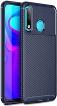 Huawei P30 Lite Siliconen Carbon Hoesje Blauw