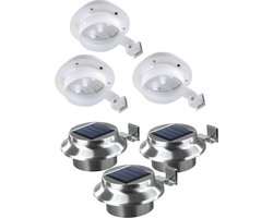 Easymaxx LED-lamp dakgoten met geïntegreerde zonnepaneel, roestvrij staal, set van 3