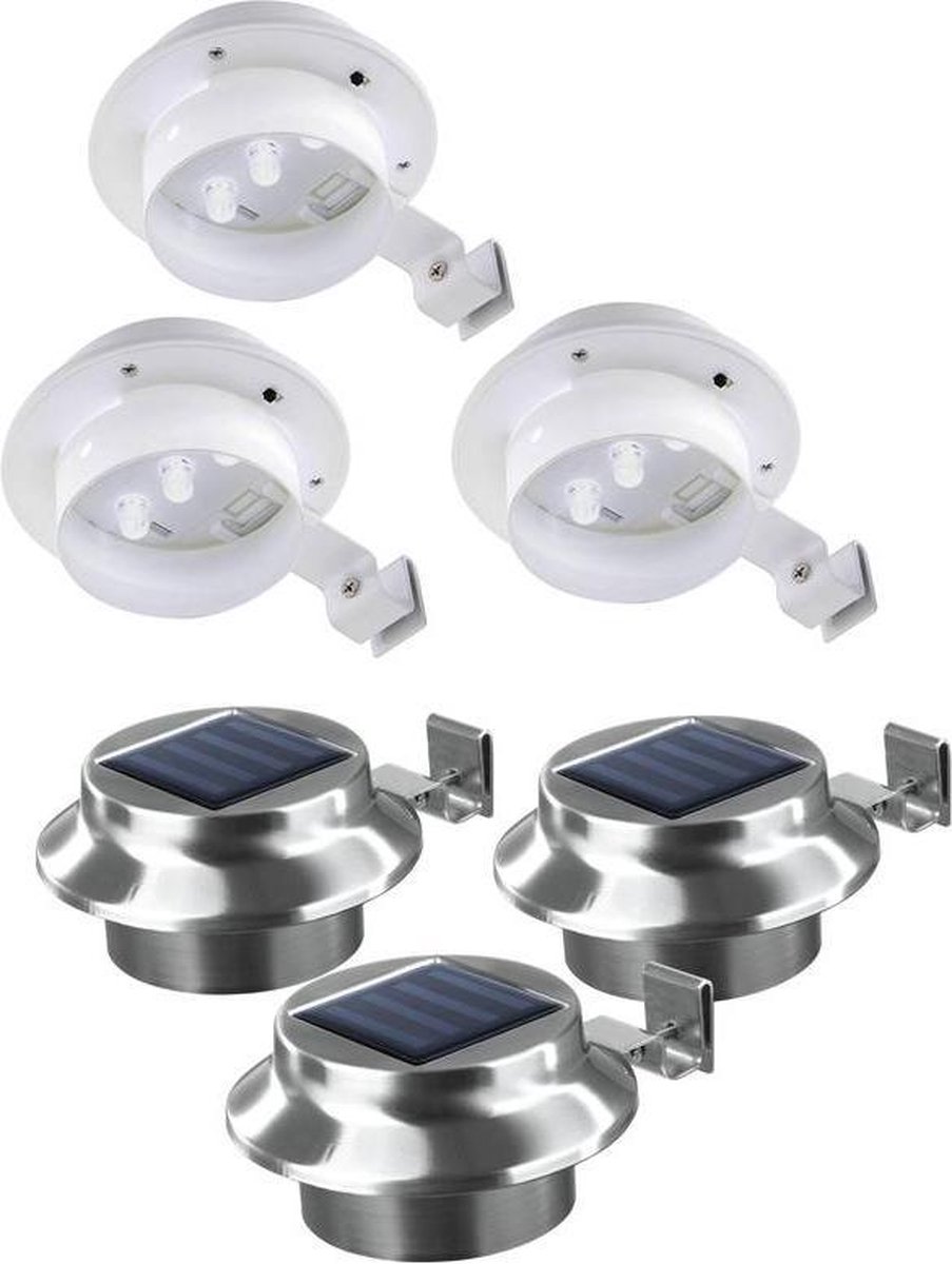 Easymaxx LED-lamp dakgoten met geïntegreerde zonnepaneel, roestvrij staal, set van 3