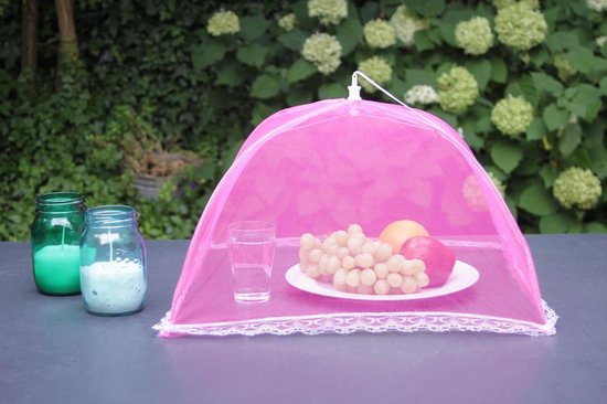 Vliegenkapjes opvouwbaar 45cm| 2 stuks - geel en roze — afbeelding 3