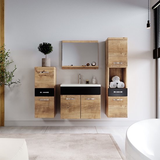 Meuble de salle de bain 2 tiroirs et 3 niches