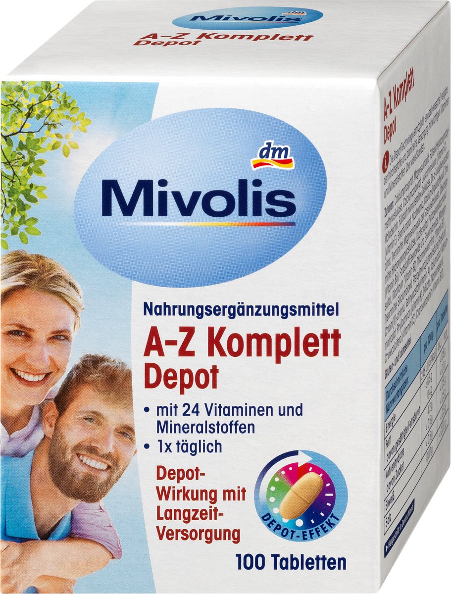 Goedkoopste Mivolis A-Z Compleet Depot Tabletten - Uitgebreide mix van 24 vitaminen en mineralen voor langdurige aanvoer van essentiële voedingsstoffen