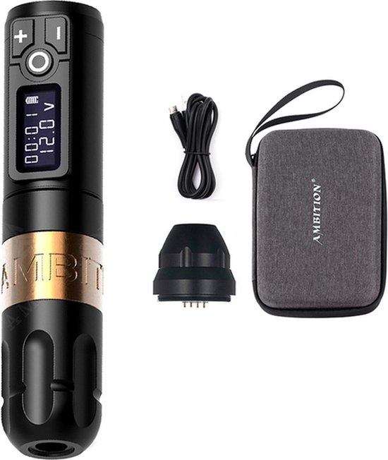 Biomaser Draadloos apparaat set draadloze rotatiepen machine 2 stuks 1500 mAh batterij met 20 naaldstukken 10 inktflessen complete accessoires voor beginners en kunstenaars