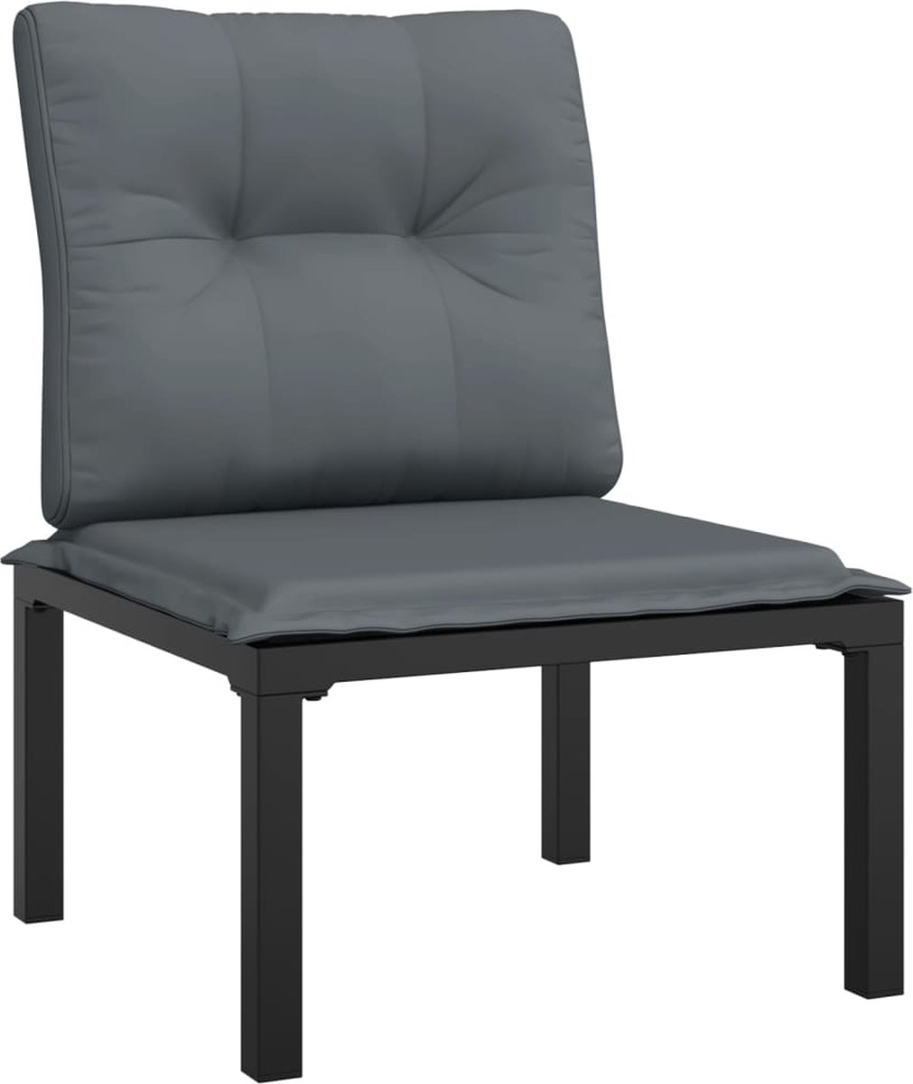 vidaXL Tuinstoel - met - kussens - poly - rattan - zwart - en - grijs