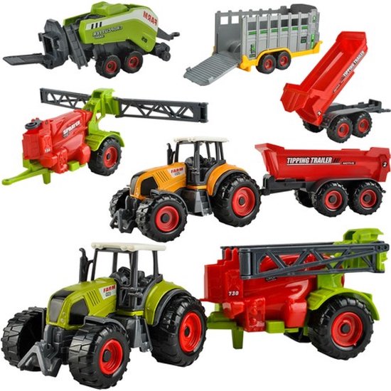 vlam vat Effectief SunQ Toys - Farm Set - Landbouwvoertuigen - Trekkers - Boerderij - 6 delig  | bol.com