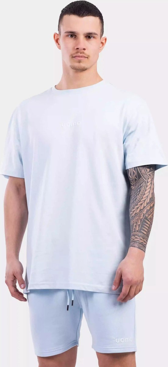 24 Uomo Basic T-Shirt Heren Lichtblauw - Maat: S