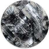Dibond Muurcirkel - Mix van Zwart, Grijs en Witte Verftinten - 60x60 cm Foto op Aluminium Muurcirkel (met ophangsysteem)