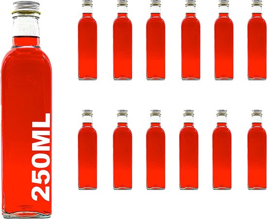 12 lege glazen flessen 250 ml MAR flessen met sluiting Kleine likeurflessen  Genever... | bol.com