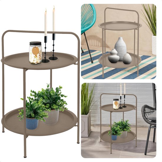 KOMFOTTEU Bijzettafel voor buiten met tafelblad van gehard glas, salontafel, metalen frame, draagvermogen 30 kg, zijtafel voor terras, balkon, woonkamer, 43 x 43 x 45 cm, zwart