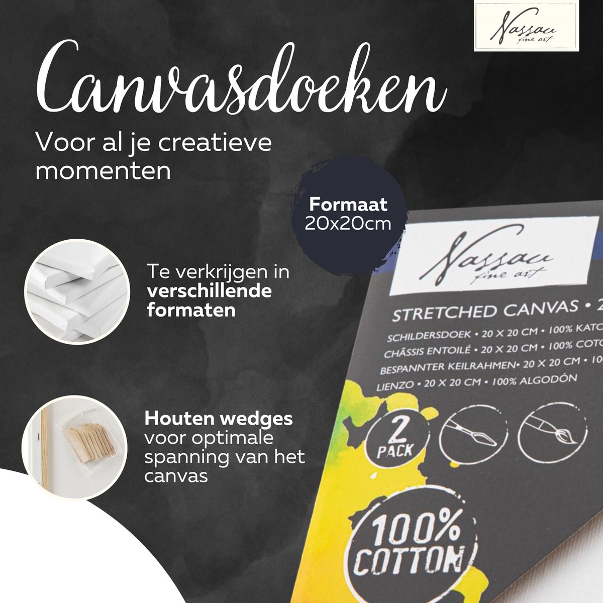 Schildersdoeken Set 24pcs - Formaat 20x20 cm - Hoogwaardige Canvas voor Acryl, Olie & Aquarel - Perfect voor Kunstenaars & Hobbyisten — afbeelding 7