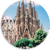 PVC Schuimplaat Muurcirkel - Sagrada Familia in Barcelona, Spanje - 80x80 cm Foto op Muurcirkel (met ophangsysteem)