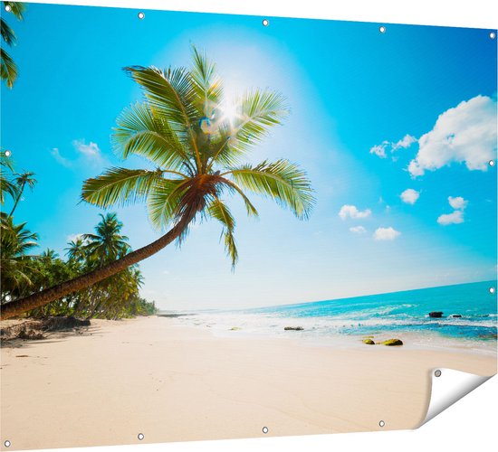 Tableau Toile Grand Format - Plage Tropicale Avec Palmiers - Déco Murale Moderne - Prêt à Accrocher