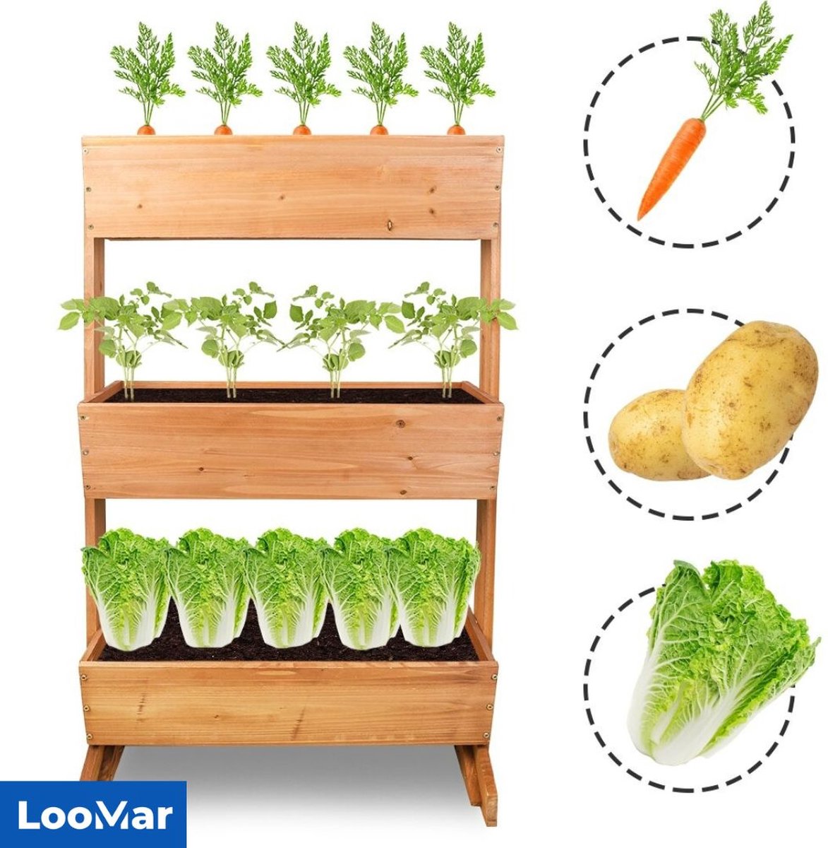 LooMar Plantenbak - Bloemenbak Plantenrek – Plantentafel – Plantenstandaard / Plantenhouder – Voor Buiten - Hout