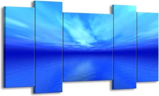 GroepArt - Schilderij - Natuur - Blauw, Wit - 120x65 5Luik - Foto Op Canvas - GroepArt 6000+ Schilderijen 0p Canvas Art Collectie - Wanddecoratie