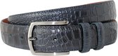 Heren riem croco donkerblauw - Riemmaat 115 cm - Leren riem - Luxe Herenriem - Kroko riem - Cadeau - Italiaanse riem handgemaakt