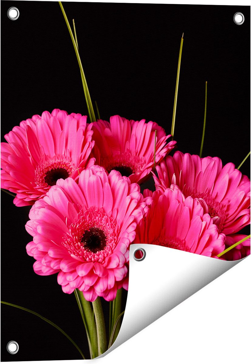 Gards Tuinposter Roze Gerbera Bloemen - 40x50 cm - Tuindoek - Tuindecoratie - Wanddecoratie buiten - Tuinschilderij Multikleur