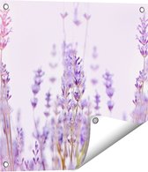 Gards Tuinposter Paarse Lavendel Bloemen - 50x50 cm - Tuindoek - Tuindecoratie - Wanddecoratie buiten - Tuinschilderij