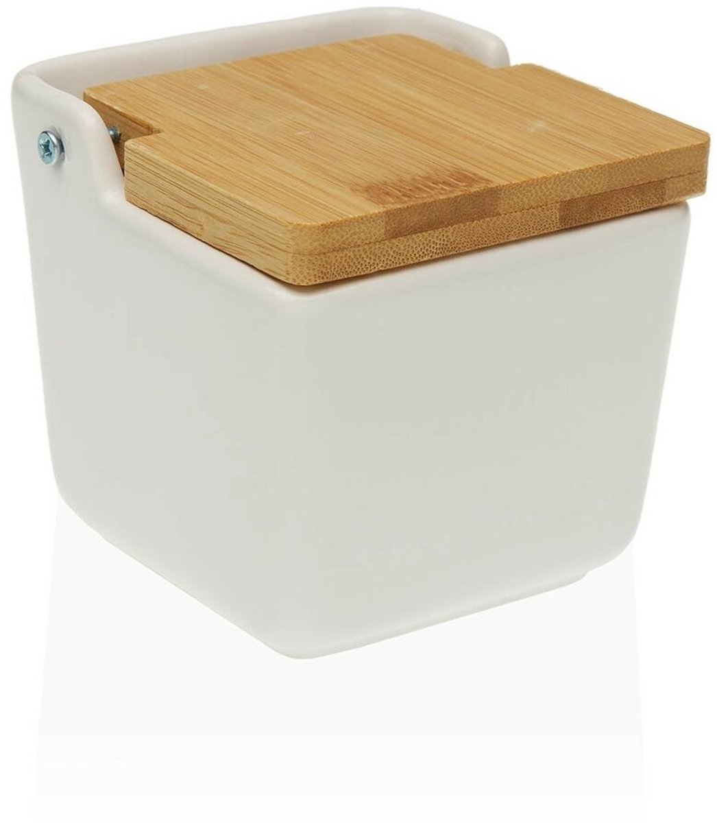 Zoutvaatje met deksel Versa Wit Dolomite (9 x 8 x 9 cm)