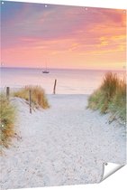 Gards Tuinposter Strand en Duinen bij Zonsondergang - 120x150 cm - Tuindoek - Tuindecoratie - Wanddecoratie buiten - Tuinschilderij