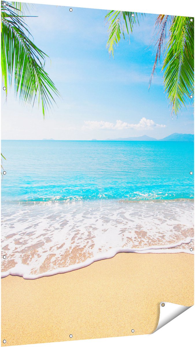 Gards Tuinposter Tropisch Strand en Zee - 120x180 cm - Tuindoek - Tuindecoratie - Wanddecoratie buiten - Tuinschilderij Multikleur