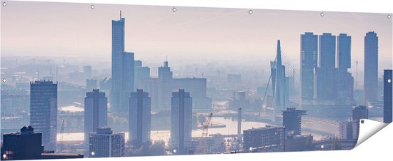 Gards Tuinposter Rotterdamse Skyline - 210x70 cm - Tuindoek - Tuindecoratie - Wanddecoratie buiten - Tuinschilderij