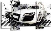 GroepArt - Schilderij - Audi - Wit, Zwart, Grijs - 120x65 5Luik - Foto Op Canvas - GroepArt 6000+ Schilderijen 0p Canvas Art Collectie - Wanddecoratie