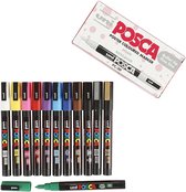Posca Marker, lijndikte 0,9-1,3 mm, diverse kleuren, 12 stuk/ 1 doos
