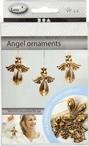 Engel ornamenten. goud. H: 5.5 cm. B: 4.5 cm. 4 stuk/ 1 doos