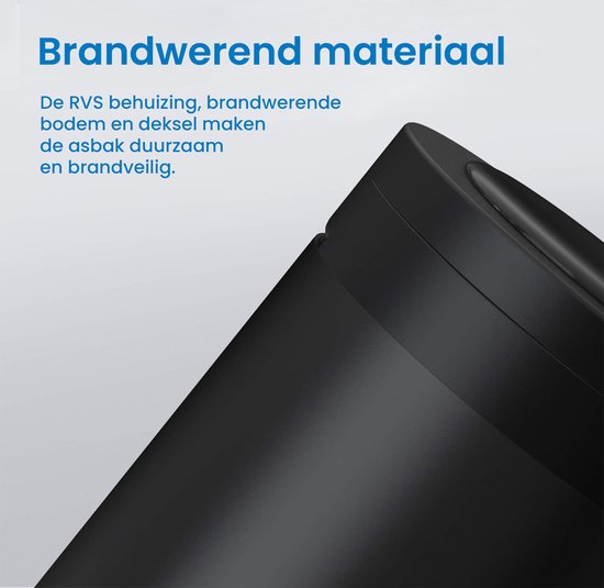 Detail van de zwarte, brandwerende behuizing van de auto-asbak.