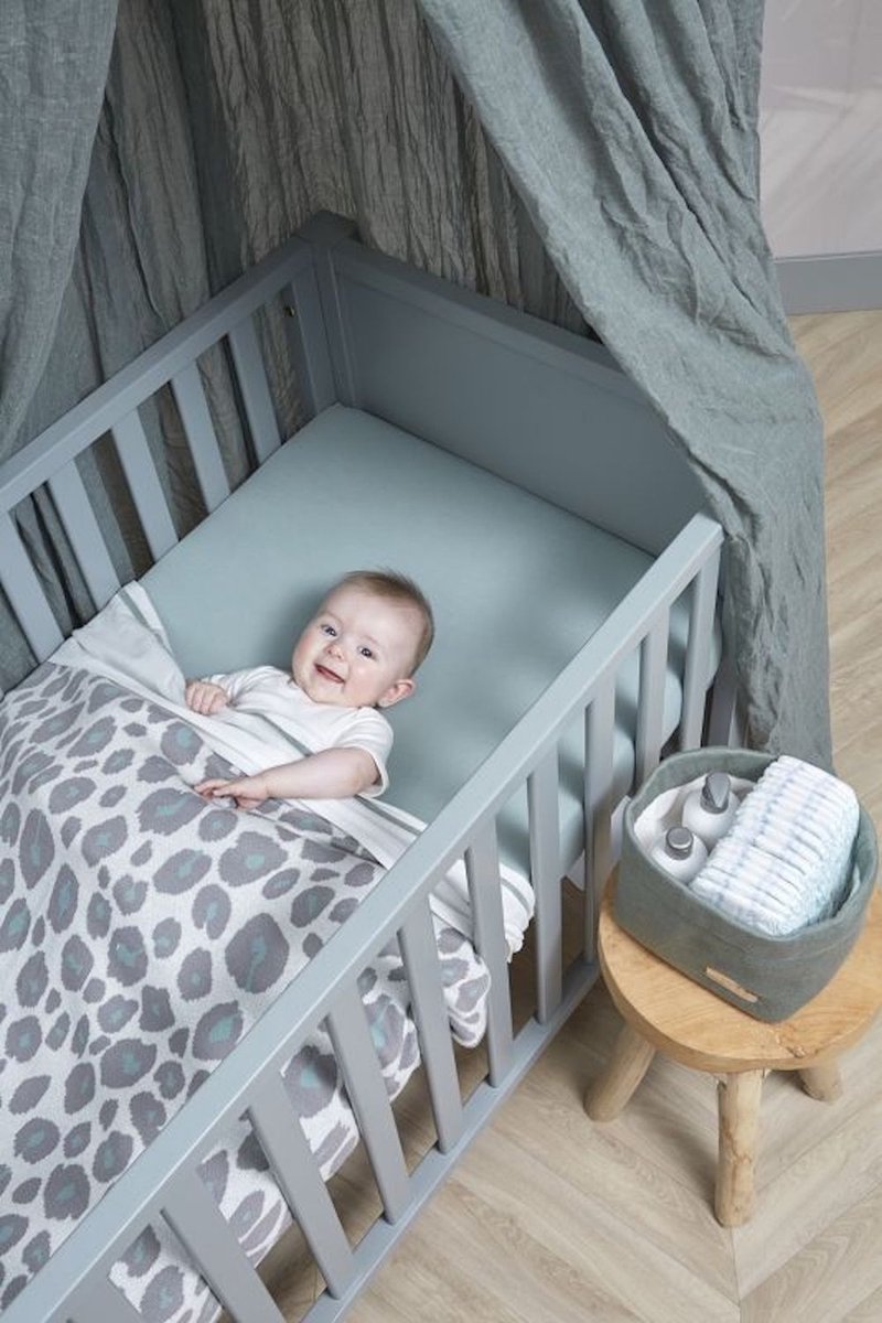 Meyco Baby Uni hoeslaken ledikant - 2-pack - stone green - 60x120cm – foto 4