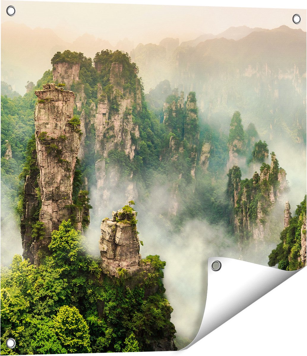 Gards Tuinposter Zhangjiajie Klif Bergen in China - 60x60 cm - Tuindoek - Tuindecoratie - Wanddecoratie buiten - Tuinschilderij Multikleur