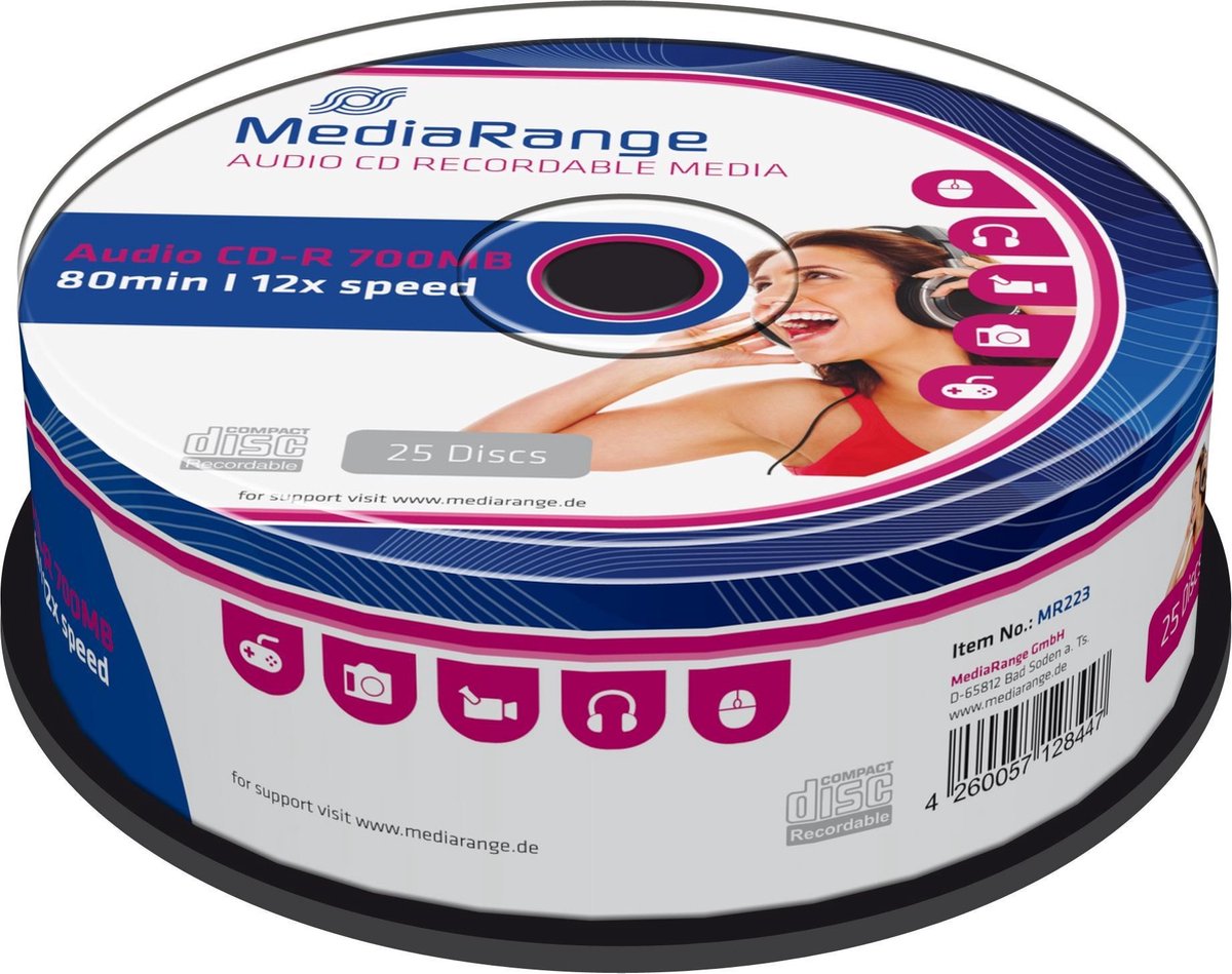 MR223 - CD-R - 120 mm - 700 MB - Cakebox - 25 pc(s)