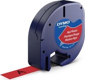 Dymo LetraTag Labeltape, Plastic, 12 mm x 4 m, Zwart op Rood