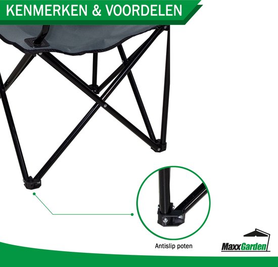 MaxxGarden Campingstoel - Vouwstoel - Campingstoel Opvouwbaar - Alluminium - Grijs van MaxxGarden — afbeelding 3