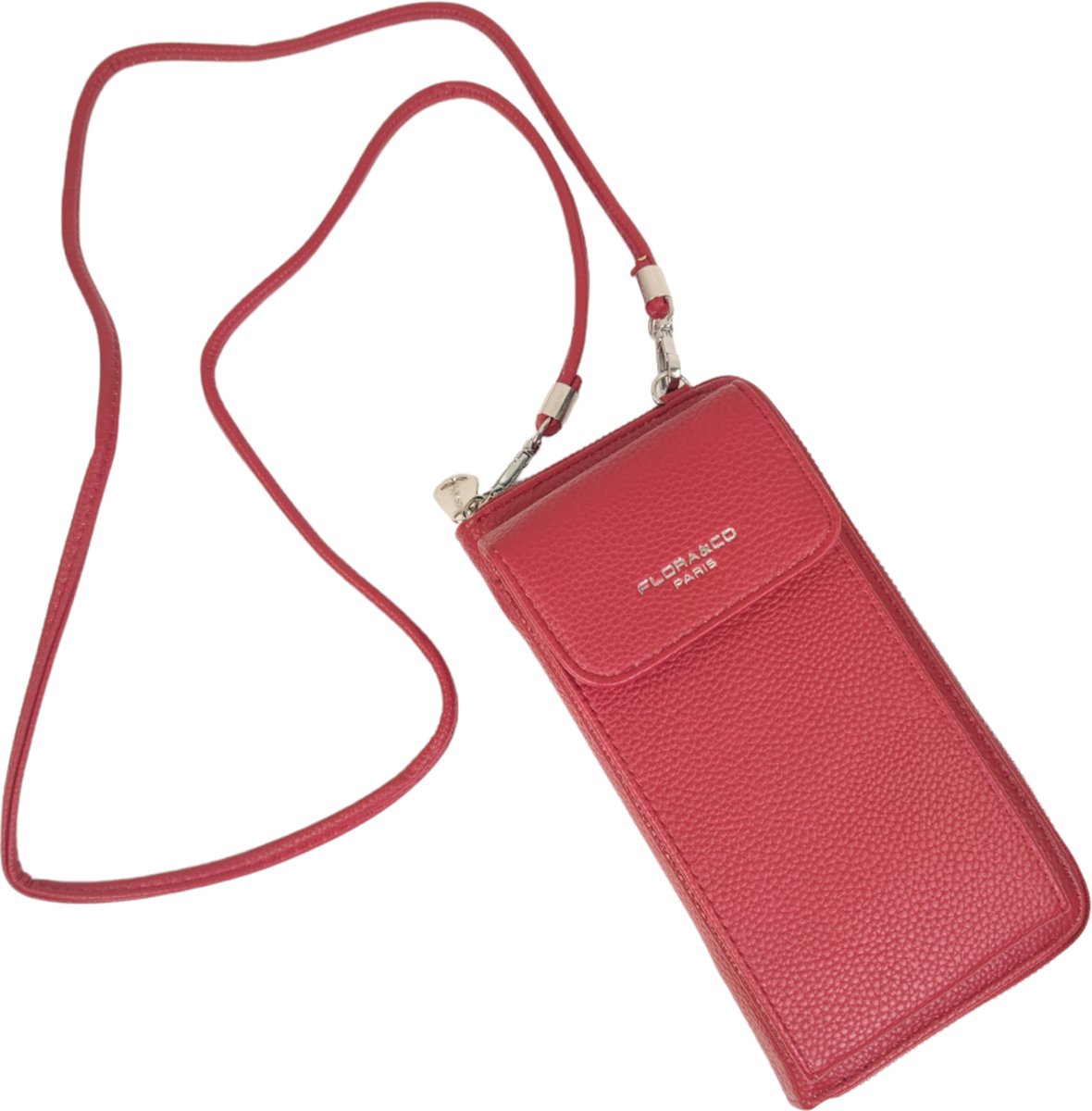 Flora & Co - Crossbody telefoontasje - zip-around portemonnee - rood