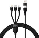 Baseus 3 in 1 Oplaadkabel - USB C naar USB-C | Mirco-USB | Lightning Kabel - Geschikt voor Samsung en Iphone kabel - 100W - Zwart